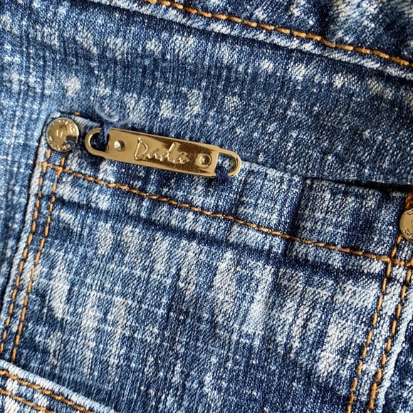 Dada Women's Stone Washed Textured Mid Rise Boot Cut Denim Blue Jeans Size 12 - Picture 7 of 10